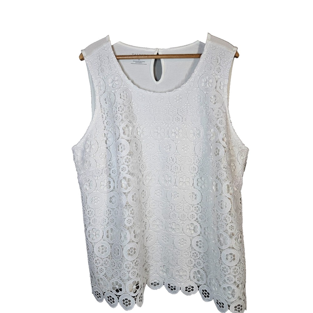 Talbots Plus Sleeveless Top Eyelet Lace Scallop Hem White New With Tags